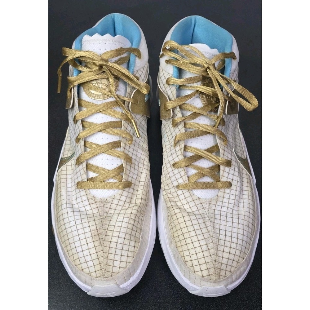 Nike Zoom KD 13 EYBL White Gold Aqua Men 14 Basketball Sneakers DA0895-102 - Picture 4 of 8